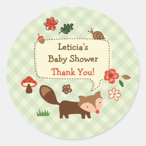 Woodland Fox Favor Sticker