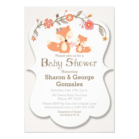 Woodland Fox Floral Baby Shower Invitation | Zazzle.com