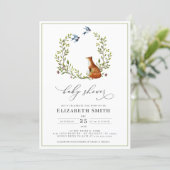 Woodland Fox Floral Gender Neutral Baby Shower Invitation (Standing Front)