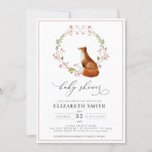 Woodland Fox Floral Watercolor Girl Baby Shower  Invitation (Front)