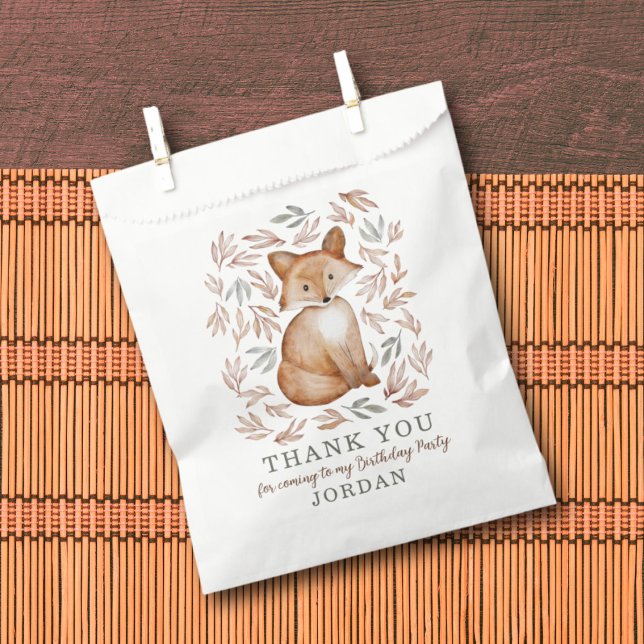 Woodland Fox & Foliage Thank You Favor Bag (Creator Uploaded)