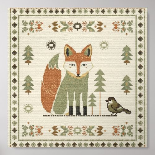 Woodland Fox Folk Acrylic Photo Tile