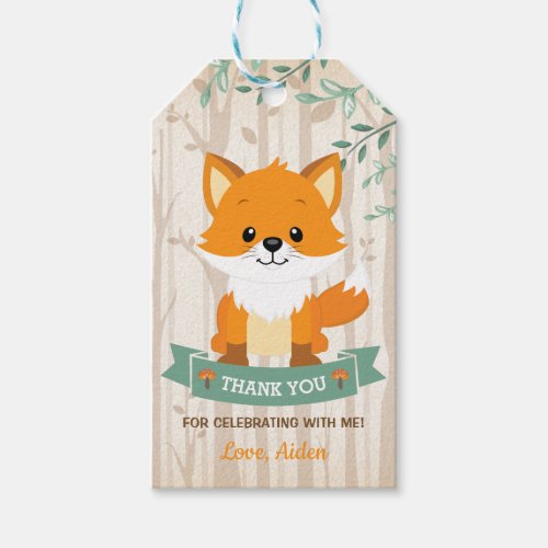 Woodland Fox Forest 1st Birthday Party Baby Shower Gift Tags