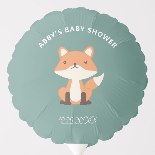 Woodland Fox Forest Baby Shower Custom Balloon (Front)