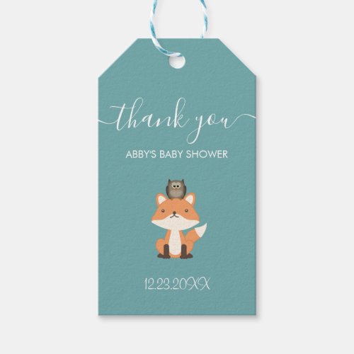 Woodland Fox Forest Baby Shower Custom Favor Bag Gift Tags