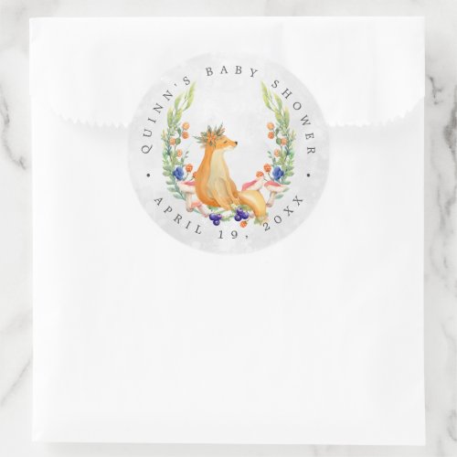 Woodland Fox  Forest Baby Shower Favor Classic Round Sticker