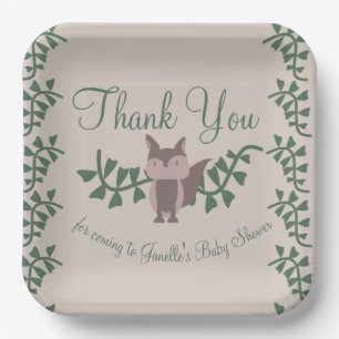 Woodland Fox Greenery Baby Shower Rustic   Paper Plates