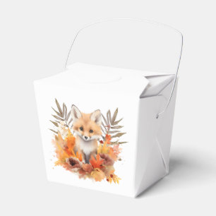 Woodland Fox Greenery Watercolor Leaf Baby Shower Favor Boxes