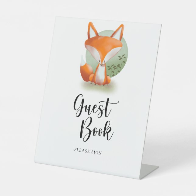 Woodland Fox - Guest book Pedestal Sign (Front)