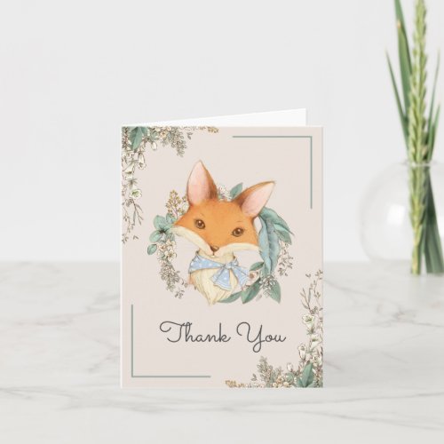 Woodland Fox Illustration Baby Shower Thank You