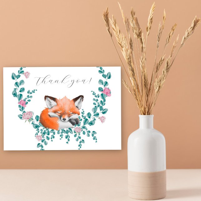 Woodland Fox in Bloom - Baby shower thank you Card (Creator Uploaded)