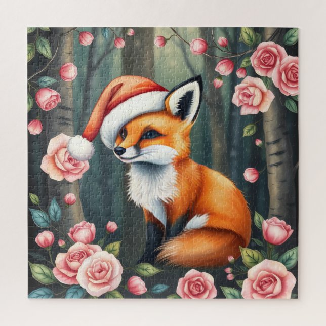 Woodland fox in Christmas hat jigsaw puzzle (Vertical)