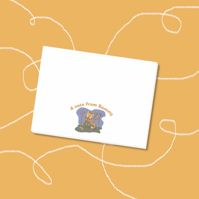 Woodland Fox Kid Notes (Cute sticky notes for kids with a cartoon fox . )