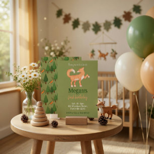 Woodland Fox Kid's Birthday Invitation