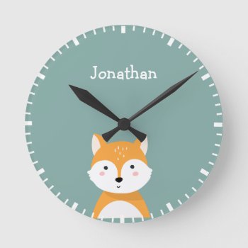 Woodland Fox Kids/nursery Wall Clock by OS_Designs at Zazzle