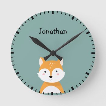 Woodland Fox Kids/nursery Wall Clock by OS_Designs at Zazzle