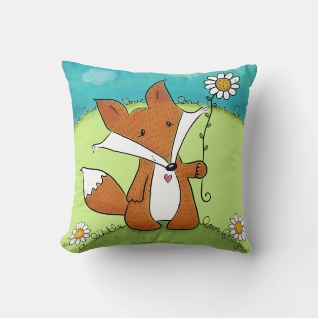 Woodland Fox Little Love for You Throw Pillow (Front)