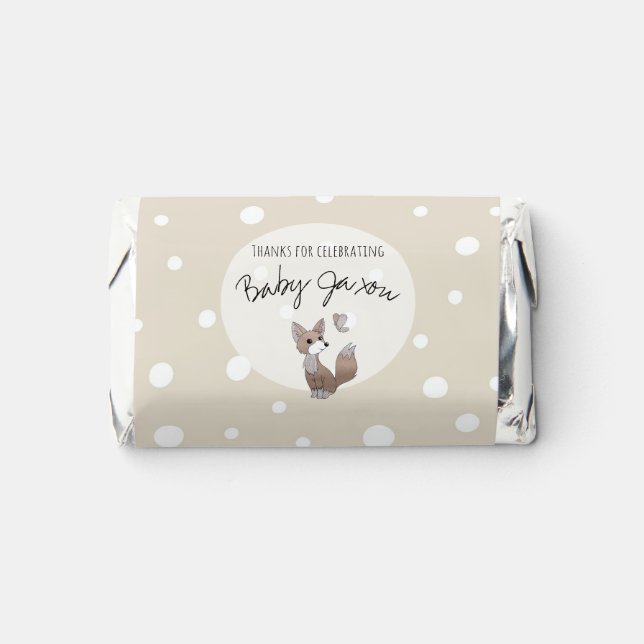 Woodland Fox Neutral Baby Shower Chocolate Favors (Front)