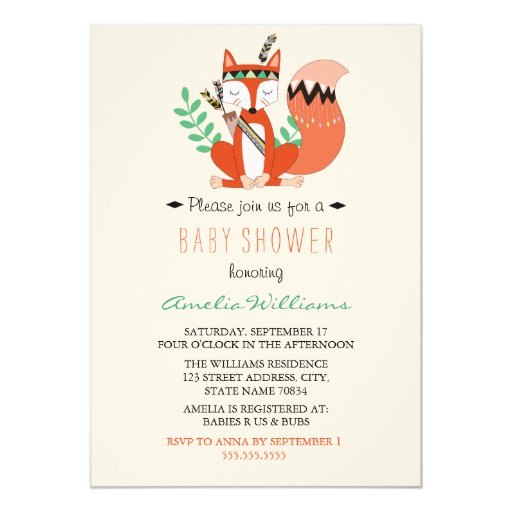 Woodland Fox Baby Shower Invitations 3