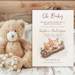 Woodland Fox Neutral Oh Baby Shower Invitation