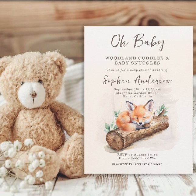 Woodland Fox Neutral Oh Baby Shower Invitation (Creator Uploaded)