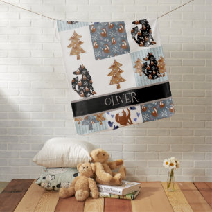 Woodland Fox Nordic Quilted Pattern Boys Custom  Baby Blanket