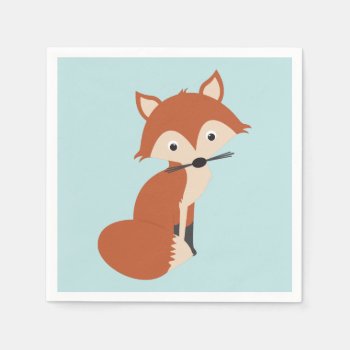 Woodland Fox Paper Napkins by cranberrydesign at Zazzle