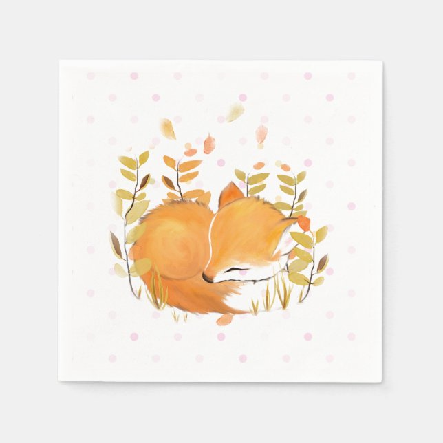 Woodland Fox Party Decor Paper Napkins (Front)