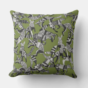 woodland fox party green throw pillow