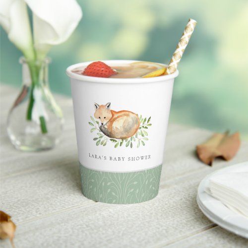 Woodland Fox Personalized Baby Shower Paper Cups