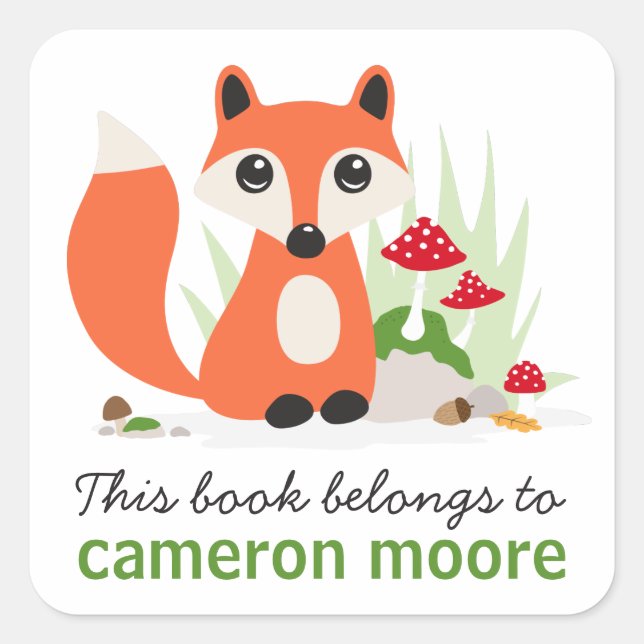 Woodland fox personalized bookplate book (Front)