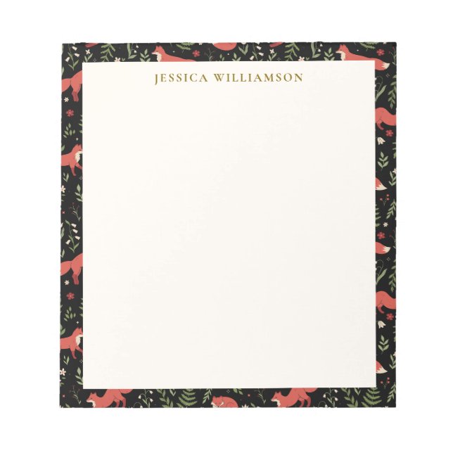 Woodland Fox Personalized Name Notepad (Front)
