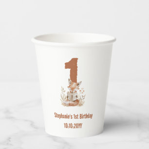  Woodland Fox Reading a Book 1st Birthday Party  Paper Cups