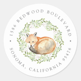 Woodland Fox Return Address Classic Round Sticker
