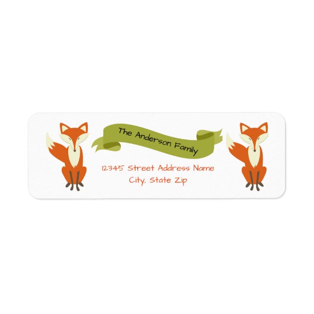 Customized Woodland Fox Return Address Label Shipping Sticker 