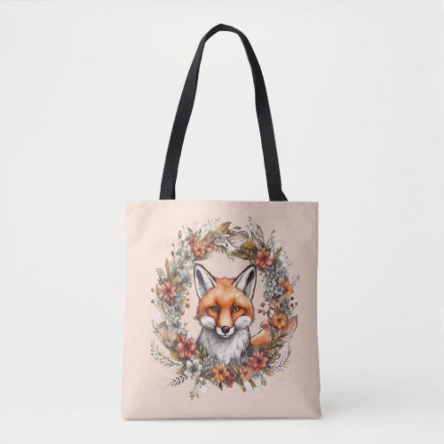 Woodland Fox Shoulder Bag Tote Peach Orange