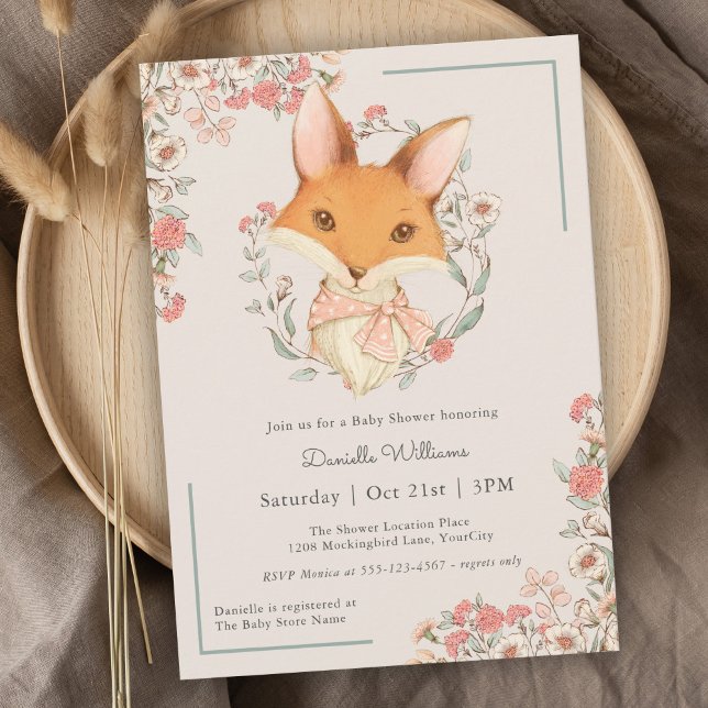 Woodland Fox Storybook Animal Baby Shower for Girl Invitation (Creator Uploaded)