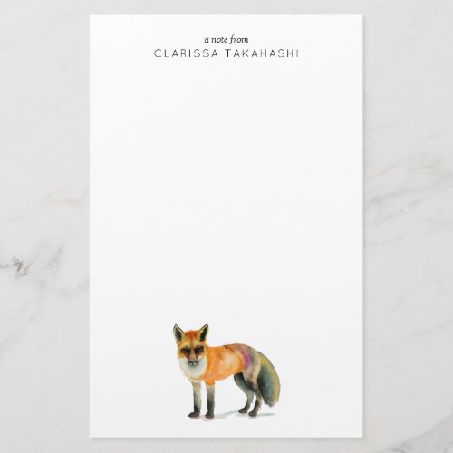 Woodland Fox Watercolor  Add Your Name Stationery