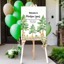Woodland fox wild one baby shower welcome sign