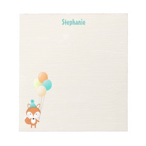 Woodland Fox with Balloons Notepad
