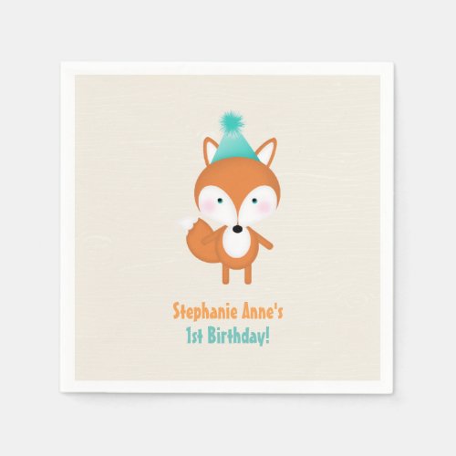 Woodland Fox with Balloons Paper Napkins