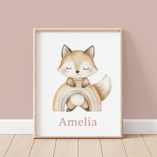 Woodland Fox With Boho Rainbow Nursery Poster (Creator Uploaded)