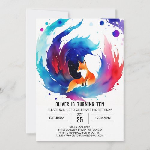 Woodland Fox Wonders Birthday Invitation