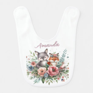 Woodland Foxes Cute Animal Baby Bib