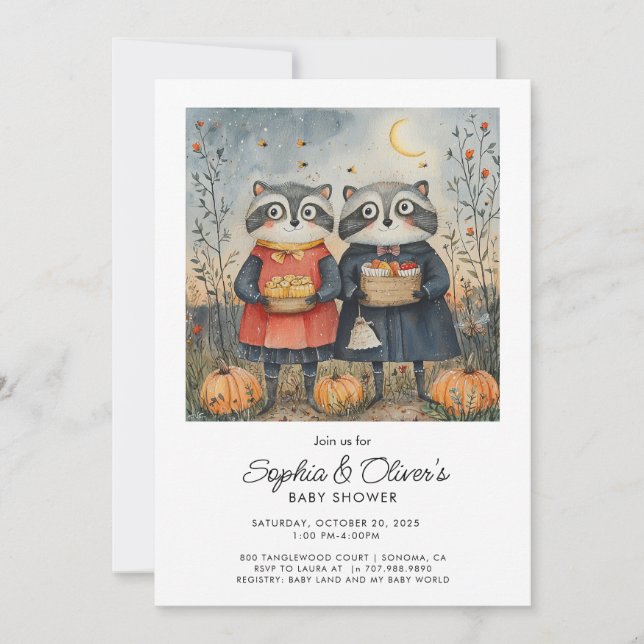 Woodland Foxes Fall Baby Shower Invitation (Front)