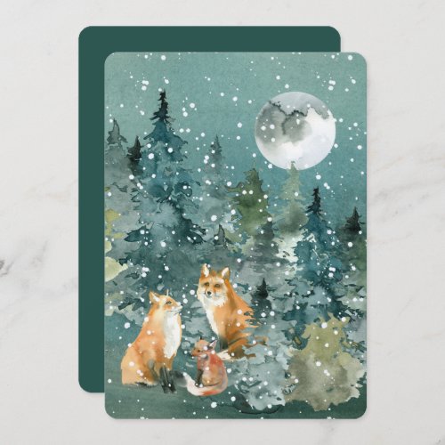 Woodland Foxes Family Pet Names Custom Christmas Holiday Card