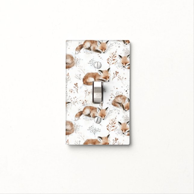Woodland Foxes Light Switch Cover (In Situ)
