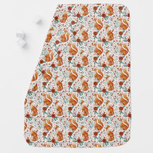 Woodland Foxes Pattern Baby Blanket