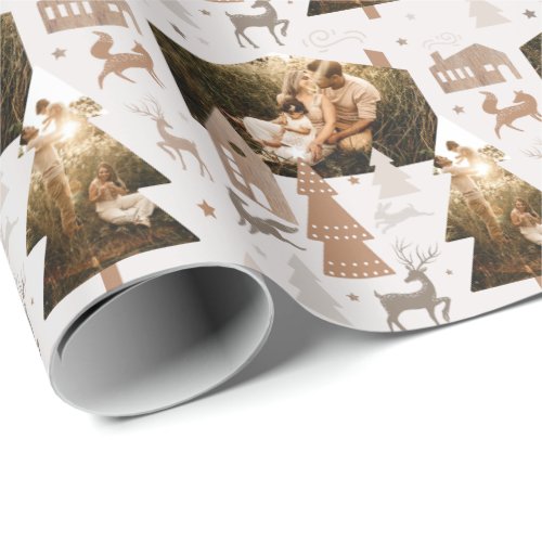 Woodland Foxes Rabbit  Reindeer Village 2 Photo Wrapping Paper