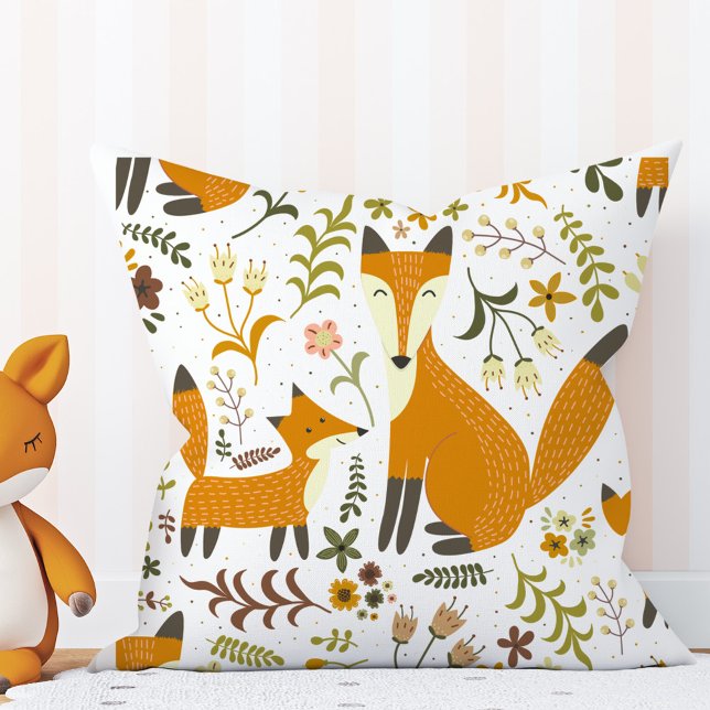 Woodland Foxes Throw Pillow (Creator Uploaded)